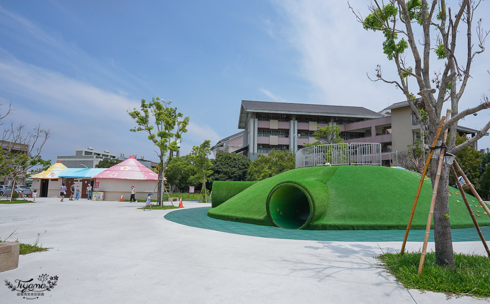 苗栗公園》灣麗親子公園/苑裡-國立苑高旁社區公園，超放電好玩農村風公園，砌石滑梯好好玩！！ @緹雅瑪 美食旅遊趣