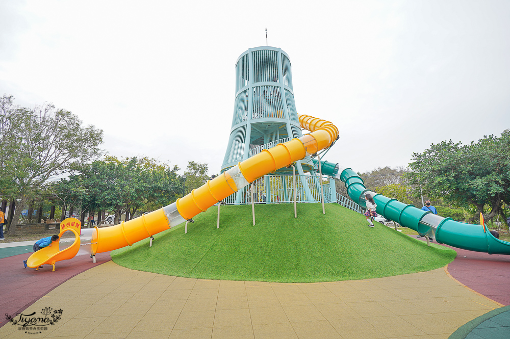 苗栗新公園｜苗栗通霄新生公園：通霄之塔溜滑梯！！山丘上高塔親子公園，近3層樓高溜滑梯 @緹雅瑪 美食旅遊趣