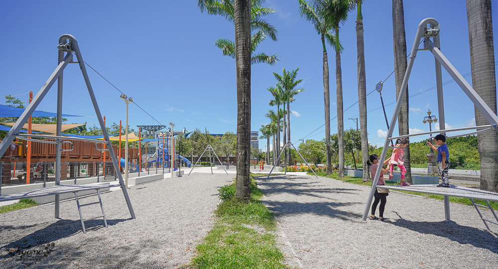 屏東親子公園。萬丹公園兒童遊戲場：大沙坑遊樂園、可愛牛哞哞高塔滑梯、噴水槍公園 @緹雅瑪 美食旅遊趣