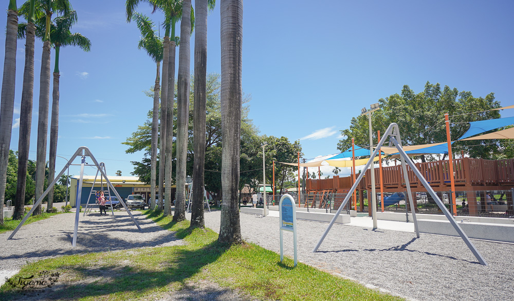 屏東親子公園。萬丹公園兒童遊戲場：大沙坑遊樂園、可愛牛哞哞高塔滑梯、噴水槍公園 @緹雅瑪 美食旅遊趣