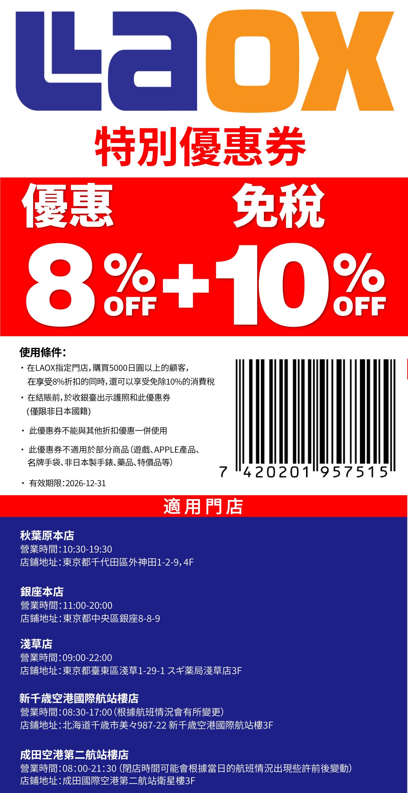 日本藥妝電器折扣券,唐吉訶德折扣券、Bic Camera折扣券、愛電王折扣券、松本清、SUGI藥局、Sundrug、成田機場免稅店、ANA機場免税店、札幌藥粧、鶴羽藥妝、大丸松阪屋、Laox、Alpen Group、小田急百貨、名鐵百貨、西武百貨、京王百貨新宿店、洋服の青山、Laox、JUNGLE 密林玩具、snow peak免稅折扣券 @緹雅瑪 美食旅遊趣 日本藥妝電器折扣券,唐吉訶德折扣券、Bic Camera折扣券、愛電王折扣券、松本清、SUGI藥局、Sundrug、成田機場免稅店、ANA機場免税店、札幌藥粧、鶴羽藥妝、大丸松阪屋、Laox、Alpen Group、小田急百貨、名鐵百貨、西武百貨、京王百貨新宿店、洋服の青山、Laox、JUNGLE 密林玩具、snow peak免稅折扣券 @緹雅瑪 美食旅遊趣