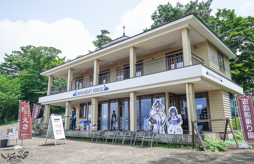 【富士山河口湖週邊景色】山中湖遊覽船&ldquo;天鵝湖&rdquo;：餵天鵝、搭純白天鵝造型船遊湖、森林驛站旭日丘巴士站 @緹雅瑪 美食旅遊趣